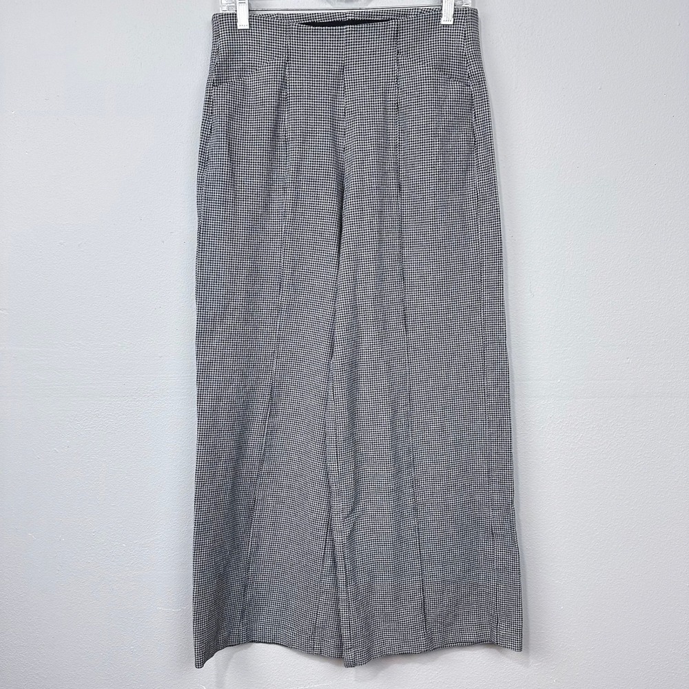 Old Navy Pixie Wide Leg Pants Womens M Black White Houndstooth High Rise